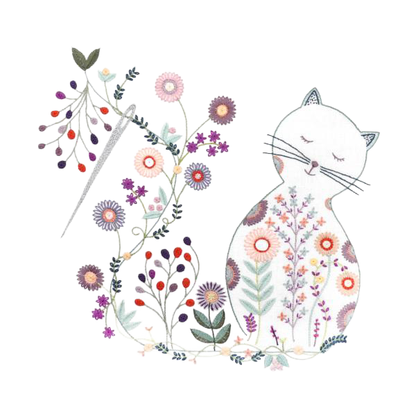 Illustration chat fleuri